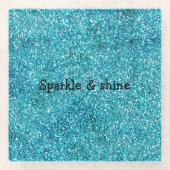 Mermaid Aqua Glitz Glitzer Glasuntersetzer (Vorderseite)