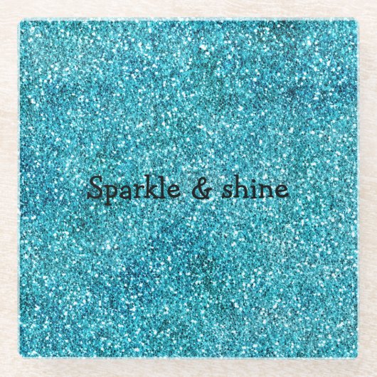 Mermaid Aqua Glitz Glitzer Glasuntersetzer (Vorderseite)