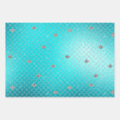 Mermaid Aqua Gold Silver Sparkle Glitzer Geschenkpapier Set (Vorderseite)