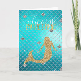 Mermaid Aqua Gold Silver Sparkle Glitzer Karte