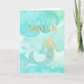 Mermaid Aqua Gold Sparkle Karte (Vorderseite)