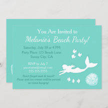 Mermaid Aquamarin Beach Party Individuelle Einladu