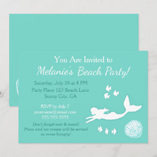 Mermaid Aquamarin Beach Party Individuelle Einladu Einladung