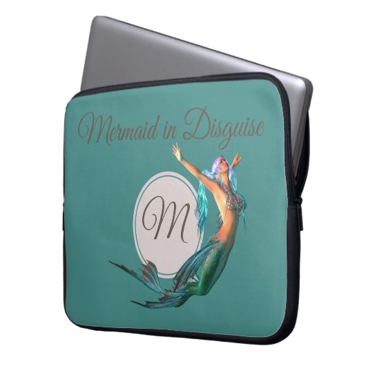 Mermaid Aquamarin Beautiful Monogram Laptopschutzhülle (Vorderseite Links)