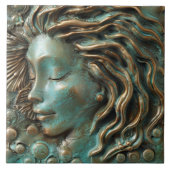 Mermaid Aquamarin Bronze 3D-Effekt Fliese (Vorderseite)