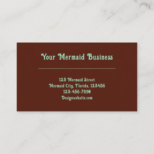 Mermaid Aquamarin Brown Beach Theme Visitenkarte (Rückseite)