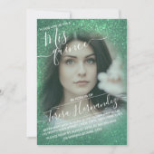 Mermaid Aquamarin Funkelnd Glitzer Foto Quinceañer Einladung (Vorderseite)