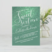 Mermaid Aquamarin Green Funkelnd Glitzer Ombre Swe Einladung (Stehend Vorderseite)