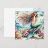 Mermaid Aquarell Einladung (Vorne/Hinten)