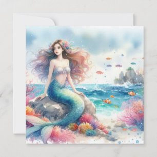 Mermaid Aquarell Einladung