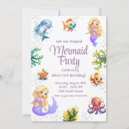 Mermaid Aquarell Geburtstagsausweis Einladung