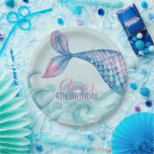 Mermaid Aquarell Geburtstagsschild Pappteller (Party)