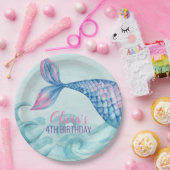 Mermaid Aquarell Geburtstagsschild Pappteller (Party)