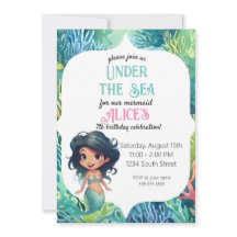 Mermaid Aquarell Geburtstagsvorlage