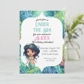 Mermaid Aquarell Geburtstagsvorlage Einladung (Stehend Vorderseite)