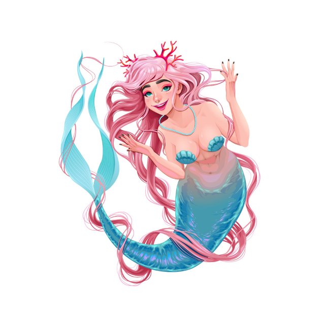 Mermaid Armbanduhr (Illustration of a smiling white mermaid.)