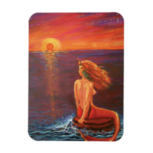 Mermaid Art Magnet - Blick auf den Sonnenuntergang