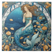 Mermaid Art Nouveau Aqua Ticino Fliese (Vorderseite)