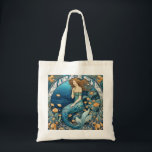 Mermaid Art Nouveau Aqua Ticino Tragetasche<br><div class="desc">aquamarine,  grüne Schwimmerin,  Frau unter dem Meer,  hübsche Seefahrerin unter Wasser,  Jugendstil Deko Stil,  klimt mucha schwimmendes Mädchen,  Meerjungfrau mit goldorangefarbenem Dekor,  klassische klassische Meerjungfrauen Kunst,  Aqua blau türkisfarbener Taucher schwimmen,  Vintage Retro schöne Ozeankunst,  stilvolle antike Glam Girls</div>