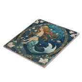 Mermaid Art Nouveau Art Deco Style Blau Fliese (Seite)