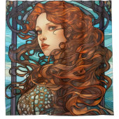 Mermaid Art Nouveau Style Duschvorhang (Vorderseite)