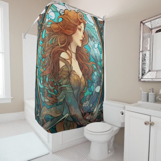 Mermaid Art Nouveau Style Duschvorhang (Beispiel)