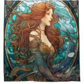 Mermaid Art Nouveau Style Duschvorhang (Vorderseite)