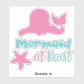 Mermaid At Heart, Mermaid Schwanz, Meerjungfrau Si Aufkleber (Blatt)