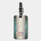 Mermaid auf Baby Mermaid Schwanz Scales Gepäckanhänger (Vorderseite vertikal)