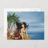 Mermaid auf Beach Postcard Postkarte (Vorne/Hinten)