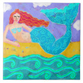 Mermaid auf der Shore Abstrakt Art Fliese (Vorderseite)