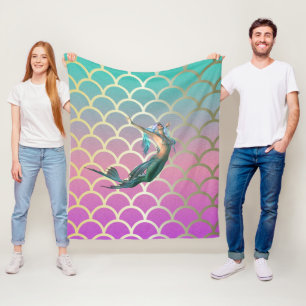 Mermaid auf Ombre Mermaid Schwanz Scales Fleecedecke