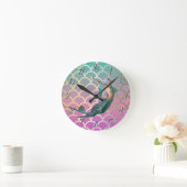 Mermaid auf Ombre Mermaid Schwanz Scales Runde Wanduhr (Zuhause)