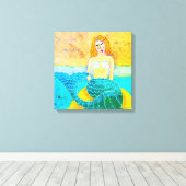 Mermaid auf Rock Abstrakt Digital Print Leinwanddruck (Insitu (Holzboden))