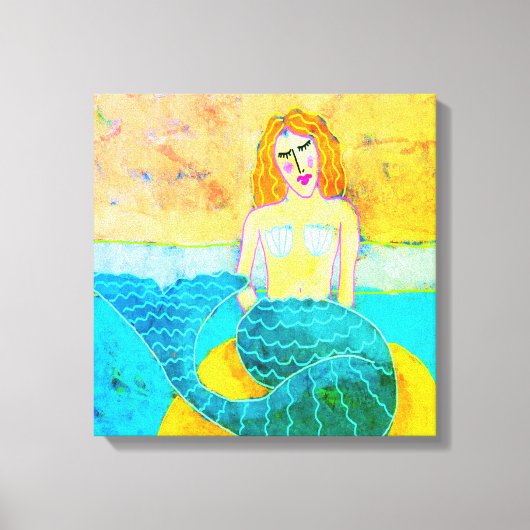 Mermaid auf Rock Abstrakt Digital Print Leinwanddruck (Vorderseite)