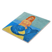 Mermaid auf Rock Abstrakte digitale Malerei Fliese (Seite)