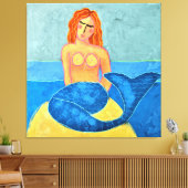 Mermaid auf Rock Abstrakte digitale Malerei Leinwanddruck (Insitu (Wohnzimmer))