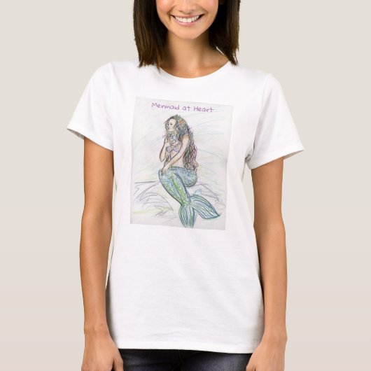 Mermaid auf Rock Fairytales Fantasy Art T - Shirt (Vorderseite)