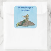 Mermaid auf Rocks Buchzeichen Quadratischer Aufkleber (Tasche)