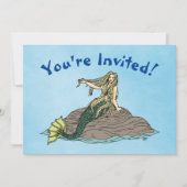 Mermaid auf Steinen Einladung (Vorderseite)