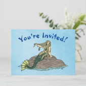 Mermaid auf Steinen Einladung (Stehend Vorderseite)