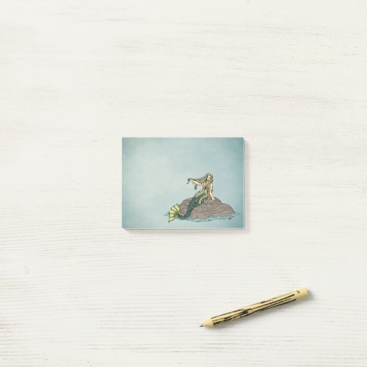 Mermaid auf Steinen Post-it Klebezettel (Auf Schreibtisch)