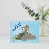 Mermaid auf Steinen Postkarte (Stehend Vorderseite)