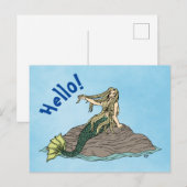 Mermaid auf Steinen Postkarte (Vorne/Hinten)