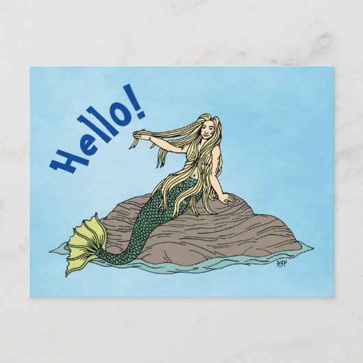 Mermaid auf Steinen Postkarte (Vorderseite)