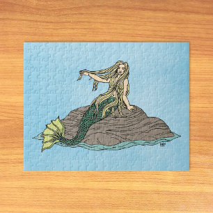 Mermaid auf Steinen Puzzle