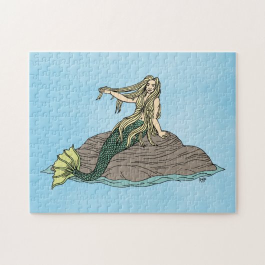 Mermaid auf Steinen Puzzle (Horizontal)