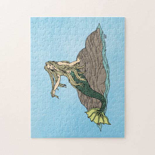 Mermaid auf Steinen Puzzle (Vertikal)