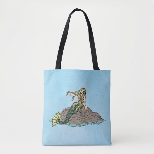 Mermaid auf Steinen Tasche (Vorderseite)