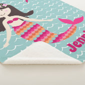Mermaid auf Waves Pattern Sherpa Throw Sherpadecke (3/4)